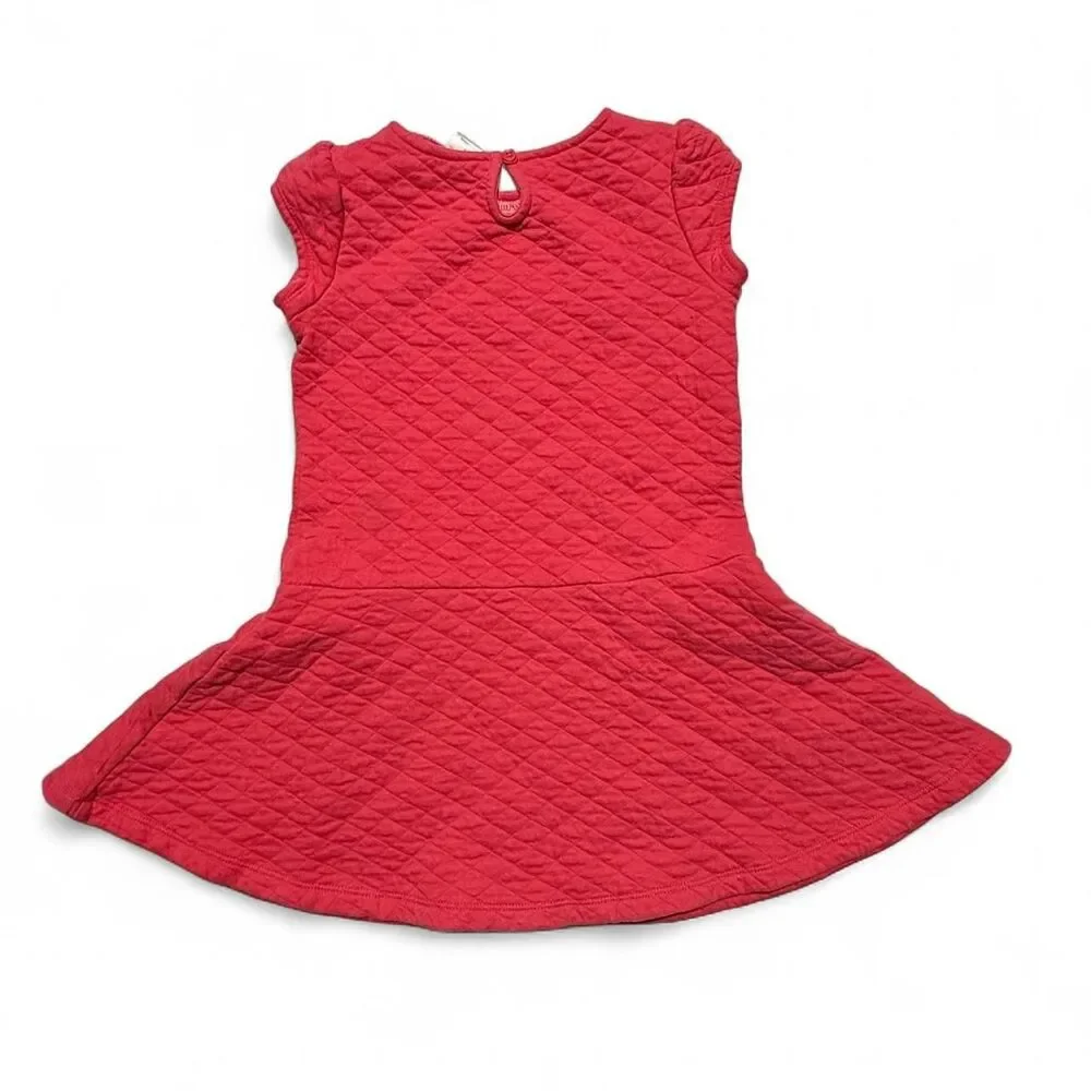 Gymboree Girls Size 6 Coral Pink Quilted‎ Knit Short Sleeve Dress with Zippers